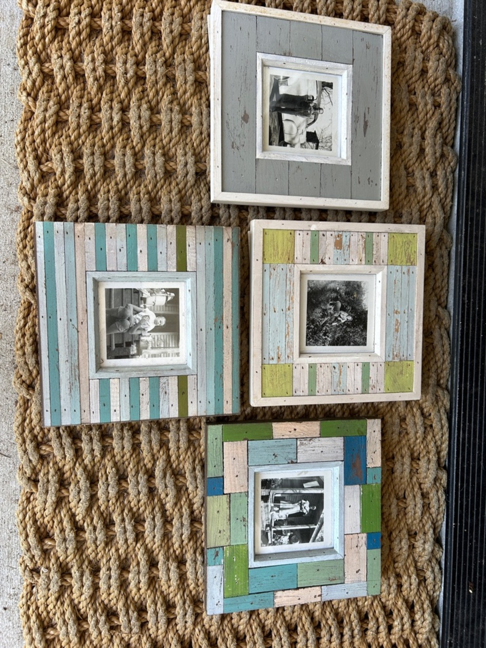 8.5” Frames with 4” Window Coastal Surf Seashore Reclaimed Weathered (All 4)
